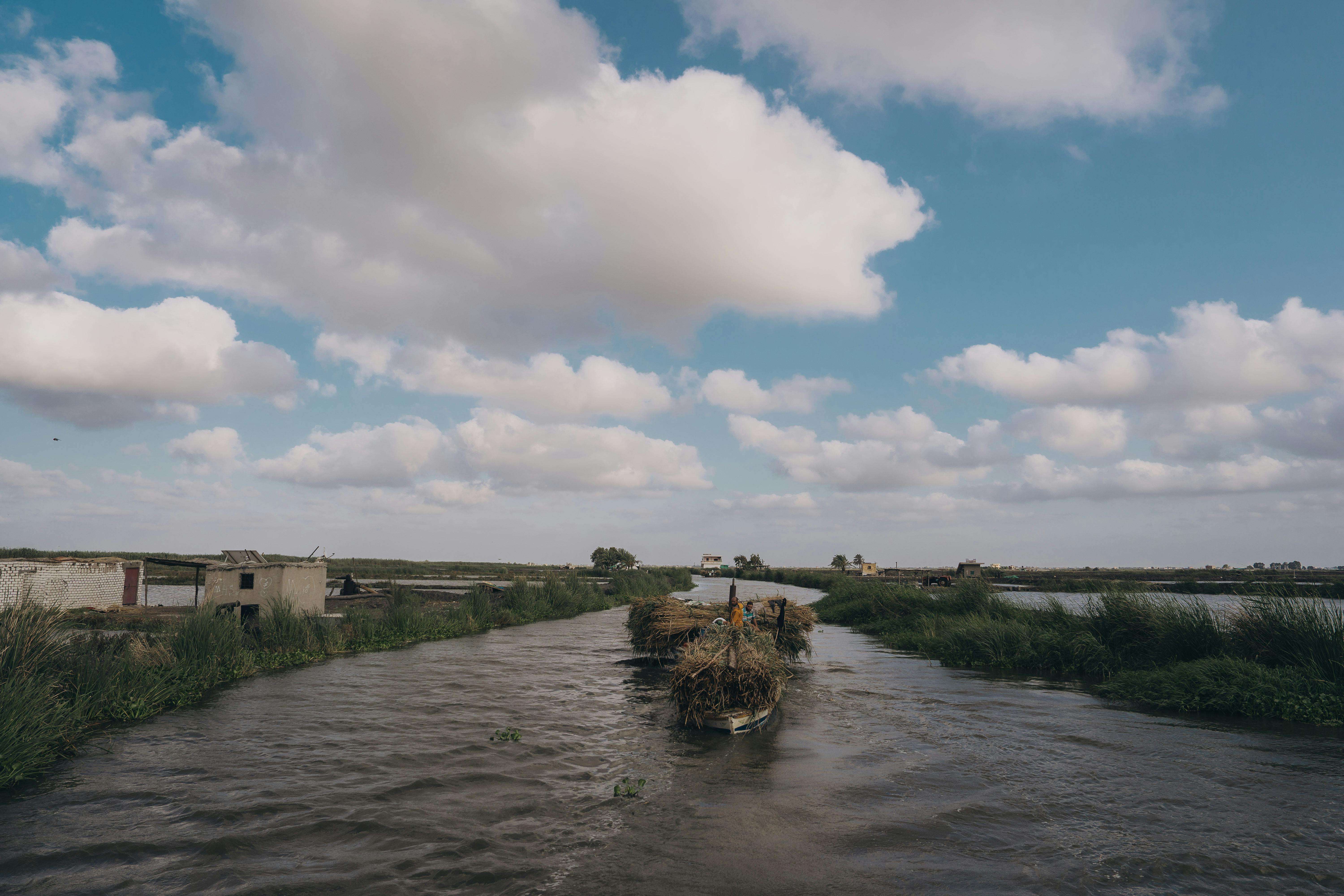 Free Boat in the nile of kafr el shaikh Stock Photo